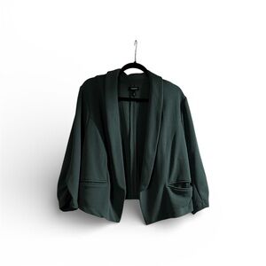 torrid Dark Green Draped Open-Front Blazer